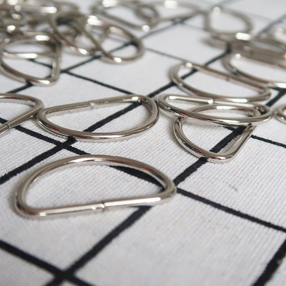 FONDOTIN 100pcs D Ring Metal Buckles Semi D Rings For Diy Crafts Luggage Belts Handbags And Accessories Silver