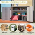 thumbnail image 4 of Deck Box Horizontal Storage Shed with Removable Shelf, Large Lockable Outdoor Storage Cabinet, Weather-Resistant HDPE Plastic Storage Unit for Backyard, Patio, Garden – 28 Cu.ft, Ivory White,Outdoor, 4 of 17