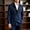 Navy, variant on Double Breasted Blazer for Men Slim Fit Suit Jacket Sport Coat for Wedding Prom Homecoming