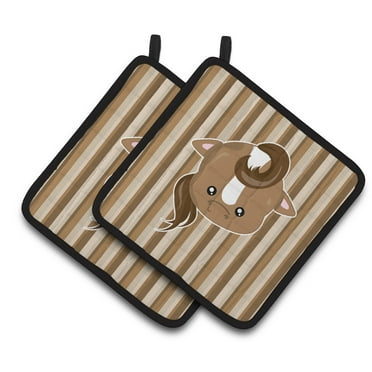 Caroline's Treasures Horse Face Pair of Pot Holders
