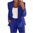 thumbnail image 2 of Guieoi Plus Size Jackets Clearance Fashion Women Solid Color Long Sleeve Tops Cardigan Coat Work Tops one Button Blazer Business Casual Blue Black*Friday/Cyber*Monday Clearance, 2 of 6