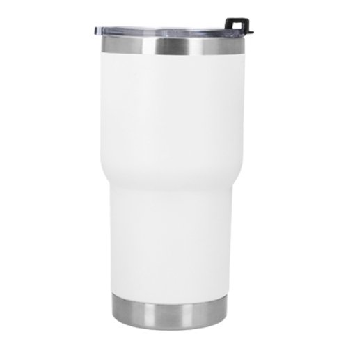 Termo con doble pared de acero inoxidable insulado al vacío con acabado rugoso. Incluye tapa transpa