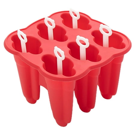 

Hloma 1 Set 6 Cavity Ice Cream Mold with Sticks Flexible Easy Release DIY Silicone BPA Free Popsicle Mold for Kids