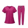 thumbnail image 2 of Conjunto de Uniformes Exfoliantes Yinane Ropa de Trabajo de Enfermera Rosa Claro, 2 of 8
