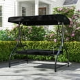 thumbnail image 4 of Gymax Converting Patio Swing Chair Porch Swing Bed w/Adjustable Canopy & Thickened Cushion Black, 4 of 9