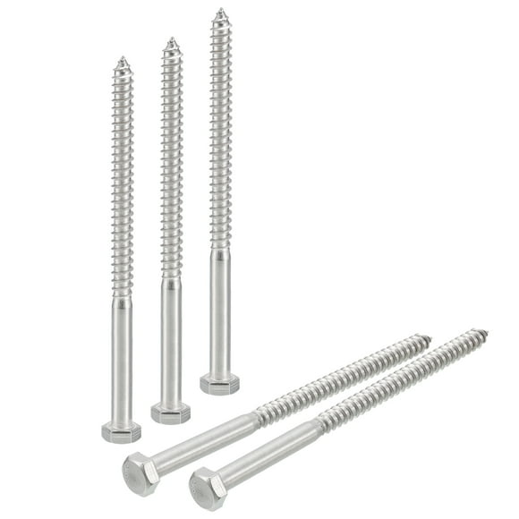 Unique Bargains Hex Head Lag Screws Bolts, 5/16' x 5' 304 Stainless Steel Partial Thread Wood Screws, 10 Pack