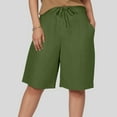 thumbnail image 5 of vigerkar Bermuda Shorts for Women Knee Length Elastic Waist Drawstring Loose Wide Leg Shorts Summer Casual Beach Clothes 2025 Green, M, 5 of 7