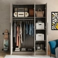 thumbnail image 5 of Timechee 70." H x 47.2" W Wardrobe Cabinet Armoire Three Doors In White Closet Grey Wood, 5 of 5