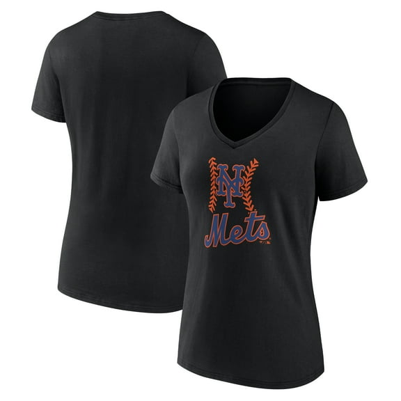 Women's Black New York Mets Fastball V-Neck T-Shirt