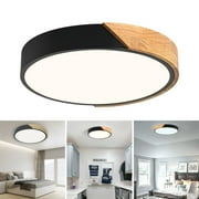 Leyeet Modern LED Ceiling Light, Minimalist Wood Flush Mount Ceiling Light Fixture, 6000K Circle Lighting Lamp with Acrylic Lampshade for Bedroom Laundry Room Hallway Foyer