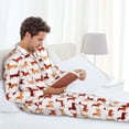 thumbnail image 5 of KLL Dachshund Walking Sleepwear Mens Flannel Pajamas,Long Cotton Pj Set, 5 of 7