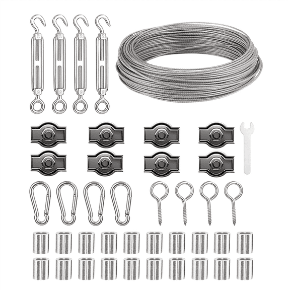 30M 2mm Wire Rope,Stainless Steel Garden Wire,with Turnbuckle Wire Tensioner,for Climbing Plants,Fence,String Lights