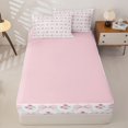 thumbnail image 4 of Homewish Vintage Flowers Floral Zipper Twin Comforter Sets with Fitted Sheet and 2 Pillowcases,Pink Princess Bowknot Zipper Bedding Set For Girls Kids,Reversible,4-Piece, 4 of 7