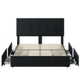 thumbnail image 6 of Homfa Queen Size 4 Storage Drawers Bed Frame, Square Tufted Upholstered Platform Bed with Adjustable Headboard, Black, 6 of 9