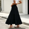 thumbnail image 5 of Qulqfy Womens Summer Maxi Pleated Long Skirts Flowy Boho Ruffle Drawstring High Waisted Black Skirt L, 5 of 5