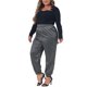 thumbnail image 2 of Pantalones cargo de satén para mujer de tallas grandes Agnes Orinda con cintura elástica y bolsillos, largo hasta el tobillo, 1X gris oscuro, 2 of 6