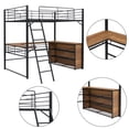 thumbnail image 5 of Aukfa Full Size Metal Loft Bed with Desk and Storage Shelves, Heavy Duty Bed Frame for Kids Adults - Black, 5 of 8