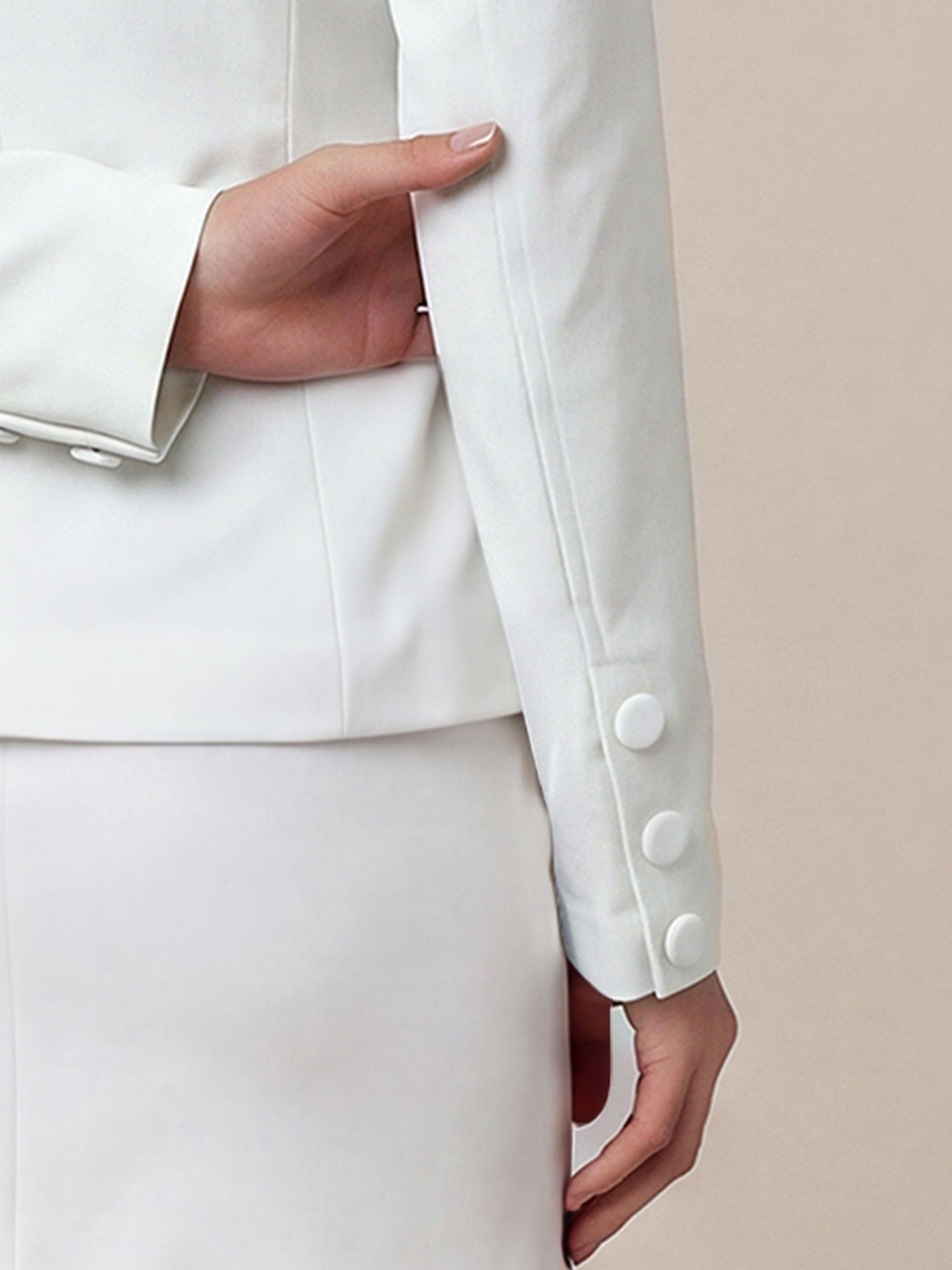 DARING DIVA Women's Blazer Single Breasted Notched Sleeve Slim Fit Jacket Small White