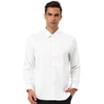 thumbnail image 2 of Camisa de vestir blanca para hombre, manga larga, cuello abotonado, ajuste delgado, camisas de negocios pequeñas Unique Bargains Camisa, 2 of 6