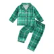 thumbnail image 1 of Pijamas navideños para niños, niñas y niños, con estampado de Papá Noel y cuadros, camisas de manga larga, pantalones, ropa de estar por casa, ropa de dormir, 1 a 5 años, 1 of 5