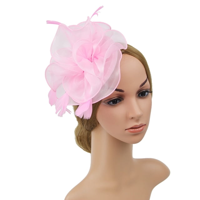 Hat for Women Wedding Flower Cocktail Mesh Feathers Hair Clip Tea Party Headband
