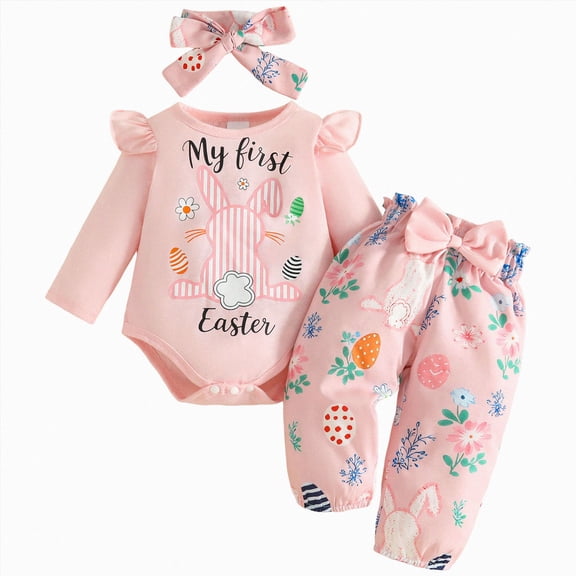 Staki Baby Girl Outfit Newborn Baby Girl Outfit Long Sleeve Bodysuit Pants Set Cute Infant Fall Clothes 0 3 Months(Red, 0-3 Months)