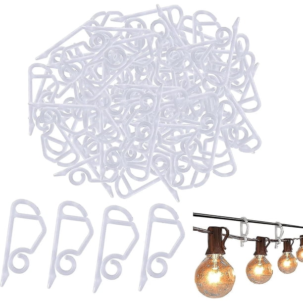 Clips de luz navideña Ganchos para canalones para luces al aire libre Colgante de plástico Clip de luces de cadena exterior Soporte impermeable para colgar canalones navideños para