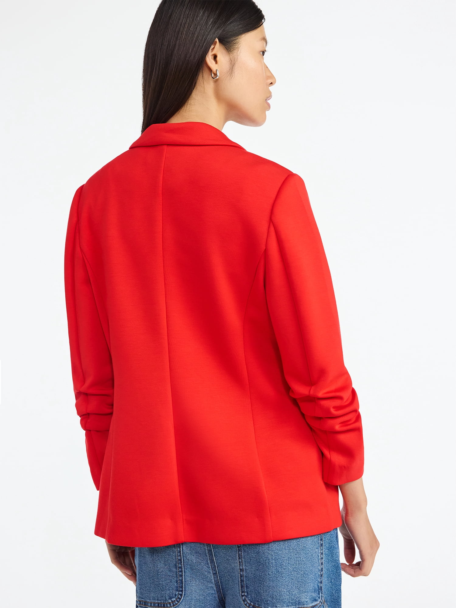 Scoop Women's and Women’s Plus Ultimate ScubaKnit Relaxed Blazer with Scrunch Sleeves, Sizes XS-4X