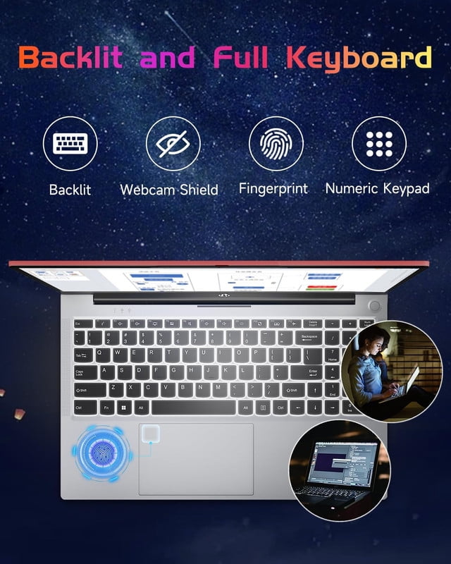 2026 Newest Laptop, 15.6-Inch FHD Display Laptop 8GB RAM 256GB with Intel Quad Core-12th N150(Up to 3.4GHz), ROM Business Laptop Computer, Fingerprint, Type C, Windows 11 Home, Red