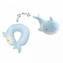 LAMIRO Kids Travel Pillow - 2-In-1 Deformable Kids Neck Pillow for Traveling, Soft U-Shaped Pillow with Adorable Animal Design, Comfy Sleep and Play, Ideal for Airplanes Travel - Blue Whale
