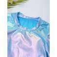 thumbnail image 4 of TiaoBug Kids Girls Shiny Metallic Short Sleeve Crew Neck Tee Shirt Hip Hop Jazz Ballet Dance Crop Top Sky Blue 15-16, 4 of 7