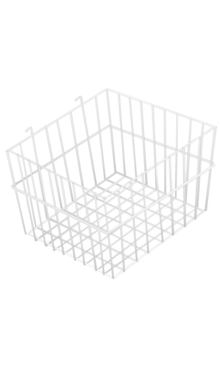 Multipurpose White Wire Basket for Slatwall  Slatgrid  3in Wire Grid or Pegboard 