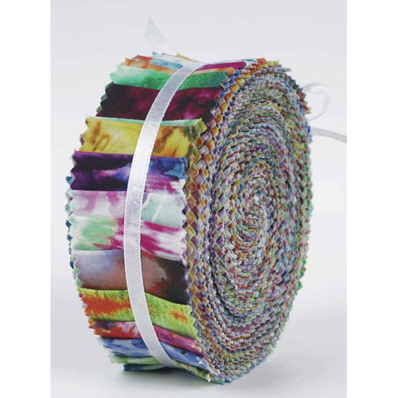 Soimoi 40Pcs Tie Dye Print Precut Fabrics Strips Roll Up 1.5x42inches Cotton Jelly Rolls For Quilting - Multicolor