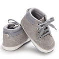 thumbnail image 4 of Gyujnb Boys Girls High Top Crib Shoes, Lace up Flat Sole Comfortable Solid Color Baby Shoes(Toddler),12-18 Months, 4 of 5