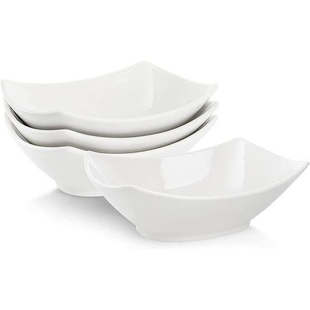 DabuLiu 4 Pack Porcelain Serving Bowls, Rectangular Ceramic Salad Bowls