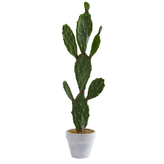 Nearly Natural 37" Cactus Plastic Artificial Plant, Green
