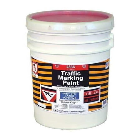 Rae Traffic Zone Marking Paint, 5 gal., Red, Latex Acrylic -Based 4836