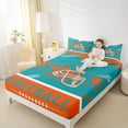 thumbnail image 4 of jejeloiu Football Game Gaming Bed Sheets,Cyan Orange Helmet King Sheets For Ball Lover 4pcs, 4 of 7