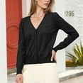 thumbnail image 6 of qelini Open Cardigan for Women V Neck Button down Sweaters Solid Lightweight Long Sleeve Tops Dressy Warm Blouses, 6 of 8
