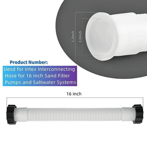 Tuyau de Pompe à Filtre à Sable pour Piscine, Tuyaux de Piscine pour Piscines hors Sol, Remplacement de Tuyau d'Interconnexion Robuste pour Pompes à Filtre à Sable et Systèmes d'Eau Salée, 16 Pouces