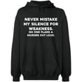 thumbnail image 2 of OXI Hoodie Sweatshirt - Never Mistake Silence, Basic Casual Hoodie for Men's and Women Fleece Hoodie Long Sleeve - Dark Heather Medium, 2 of 3