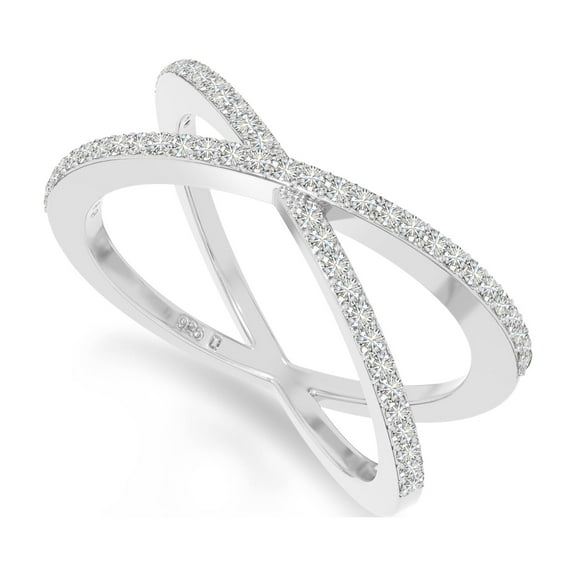 Moissanite Criss Cross Ring for Women in Sterling Silver, April Birthstone Jewelry Gifts for Her Birthday, Wedding Anniversary, Party, Party, Graduation, Christmas, Mothers Day, Valentines