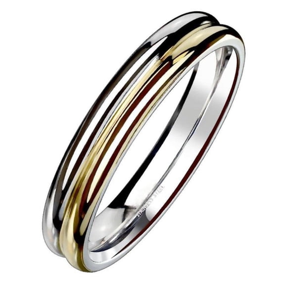 Minimalist Wedding Band Womens Mens Gold Silver 316L Surgical Stainless Steel Promise Ring Fantasy Forge Jewelry