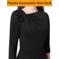 thumbnail image 3 of Vestido VFSHOW plisado asimétrico con cuello de lazo, funda negra, 3 of 6