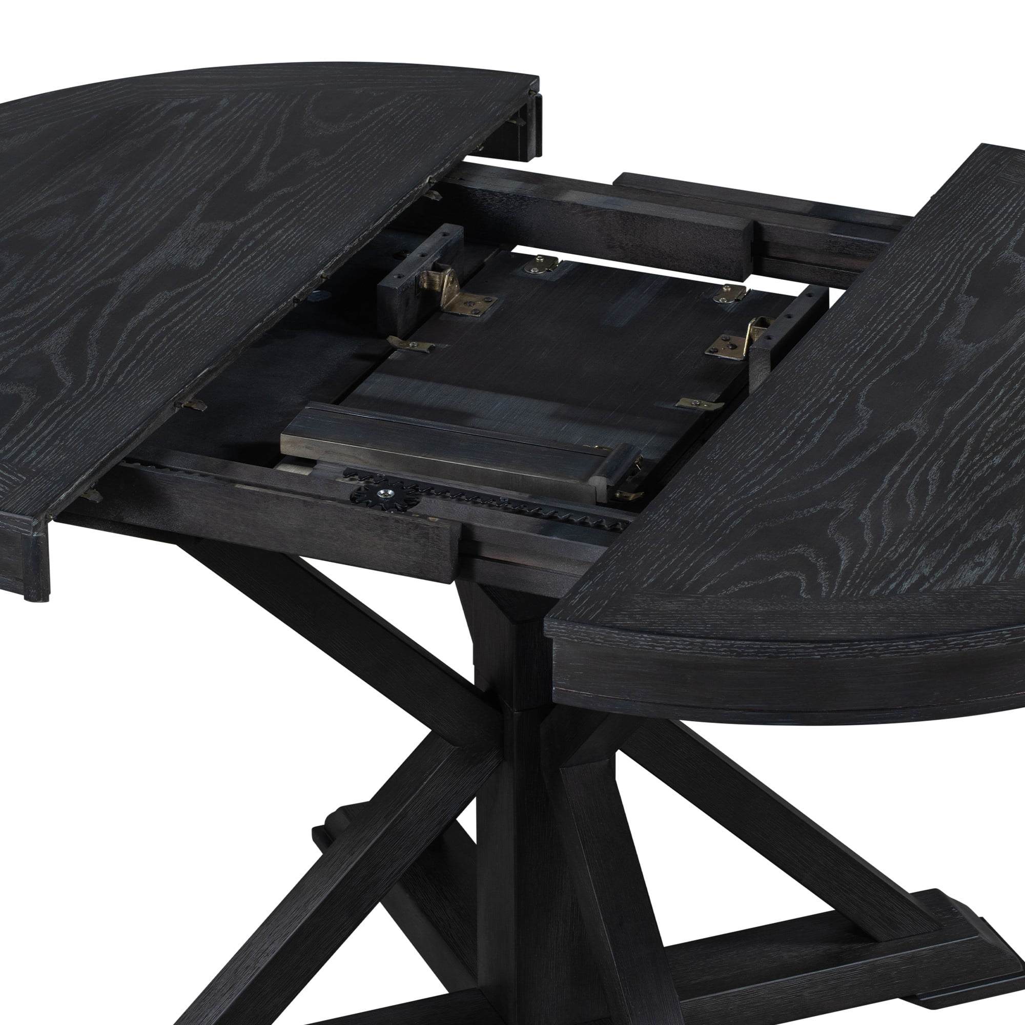 Aukfa Extendable Dining Table for 6, 42"-54" Round Kitchen Table with Butterfly Leaf for Dining Room/Living Room, Espresso