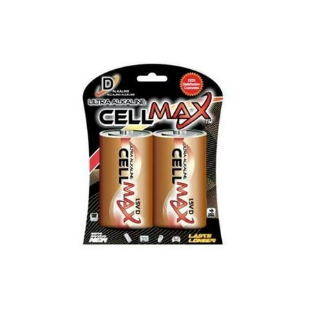 Cell Max D Alkaline Batteries 2 Pack (Pack of 6)