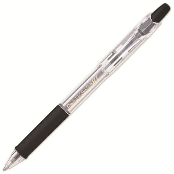 R.s.v.p. Rt Ballpoint Pen, Retractable, Medium 1 Mm, Black Ink, Clear Barrel, Dozen | Bundle of 5