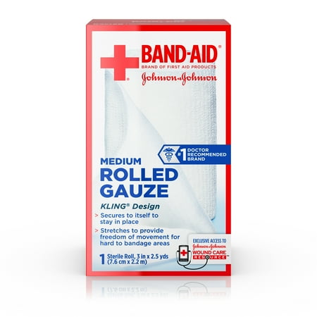 First Aid Gauze Rolls - Band Aid Brand First Aid Product Secure Gauze Roll, 3 in x 2.5 yd