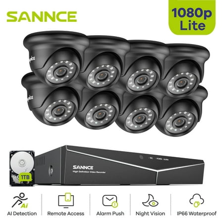 UPC: 0615116530619 | SANNCE 8CH 1080P HD CCTV System 8pcs 2MP Outdoor IR Security Camera 8 Channels video Surveillance DVR kits with 1T Hard Drive