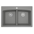 thumbnail image 4 of Karran Drop-In Quartz Composite 33 In. 1-Hole 50/50 Double Bowl Kitchen Sink In Grey, 4 of 4